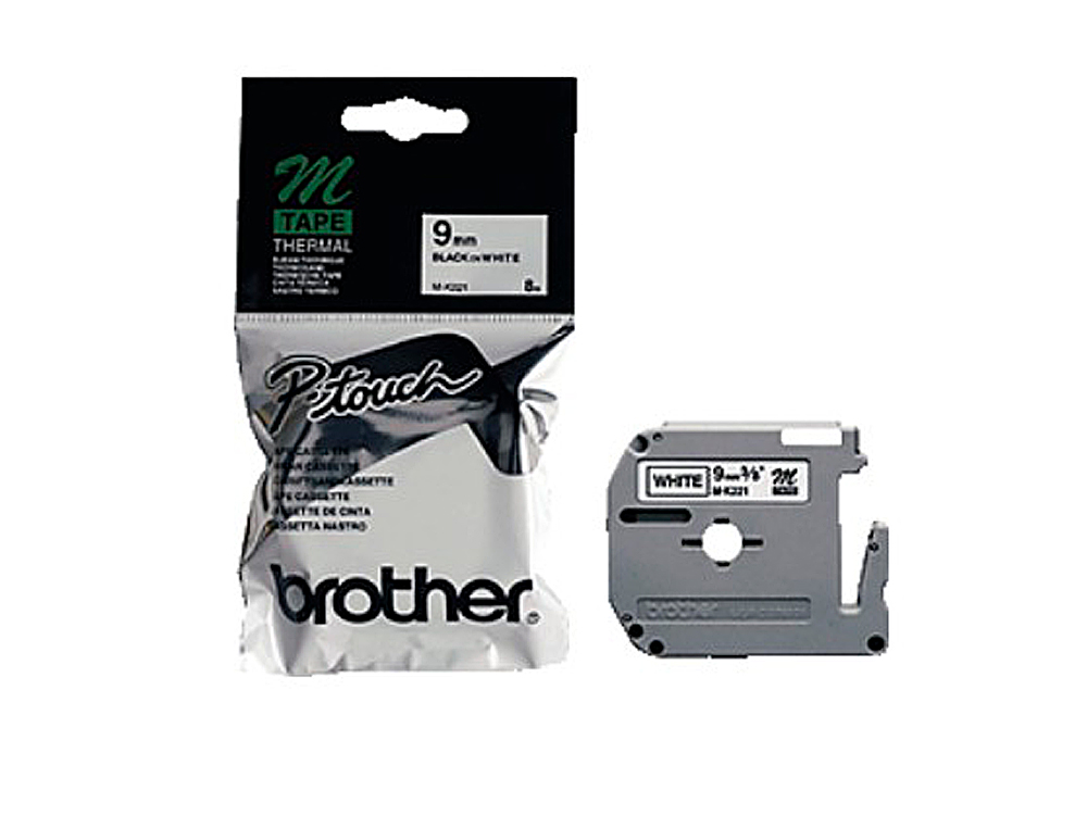 FITA BROTHER M-K221 PRETO-BRANCO 9 MM X 8 MT CONSUMIVEIS PARA MAQUINA DE GRAVAR PT-65/75/85/110
