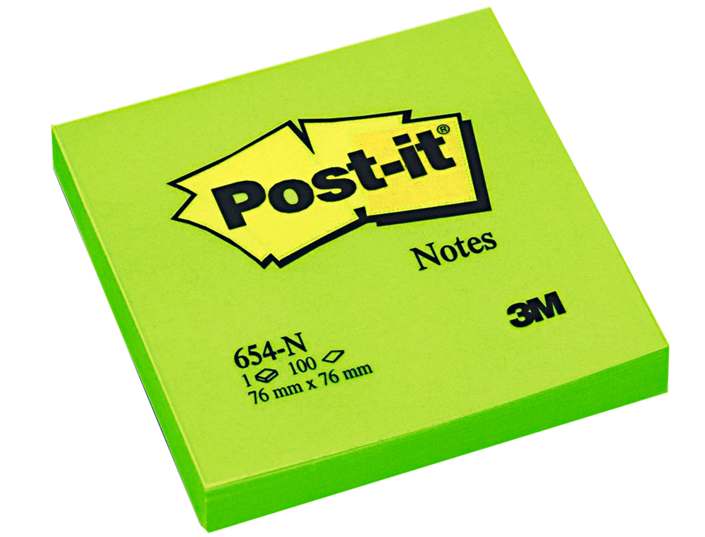 BLOCO DE NOTAS ADESIVAS POST-IT VERDE 76 X 76 MM
