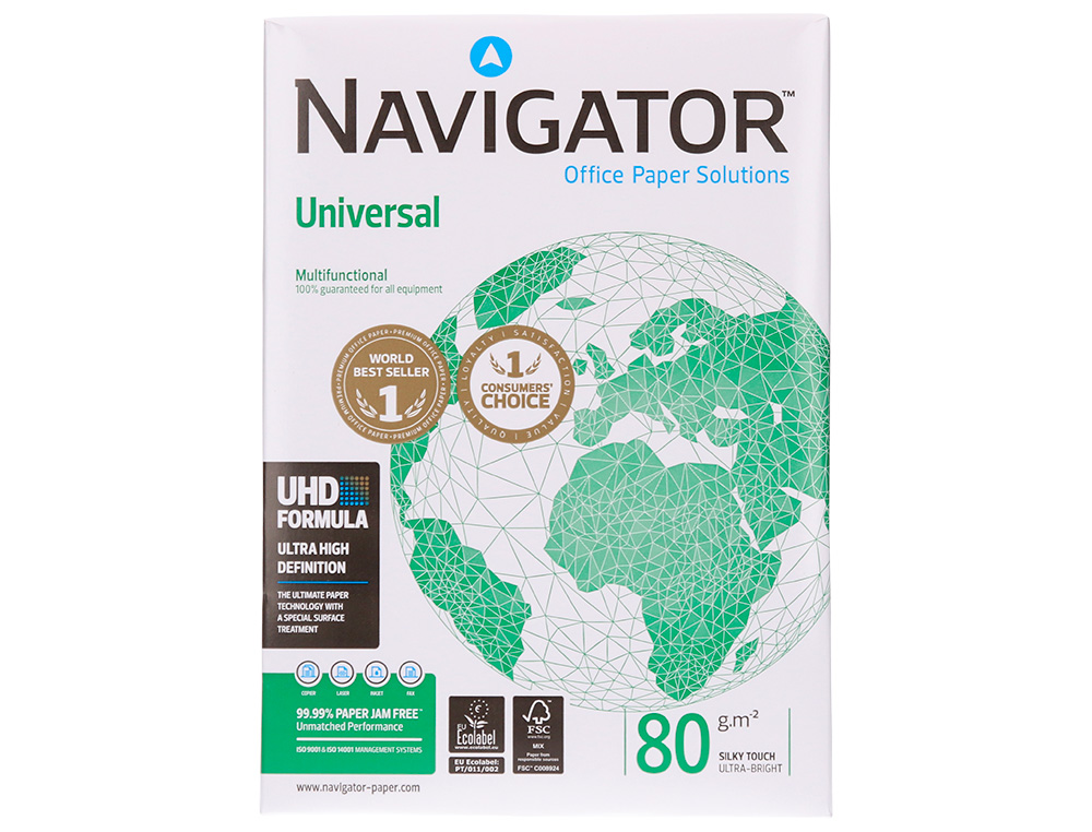PAPEL FOTOCOPIA NAVIGATOR DIN A4 80 GR EMBALAGEM DE 500 FOLHAS