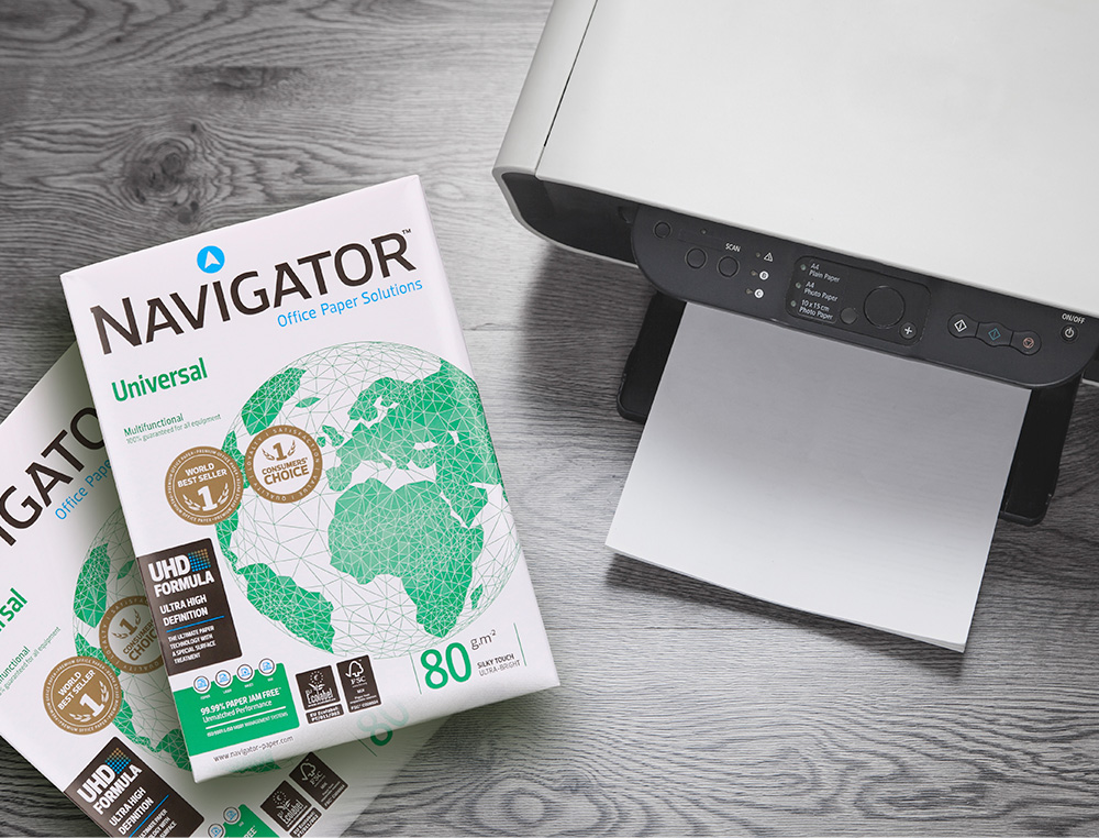PAPEL FOTOCOPIA NAVIGATOR DIN A4 80 GR EMBALAGEM DE 500 FOLHAS