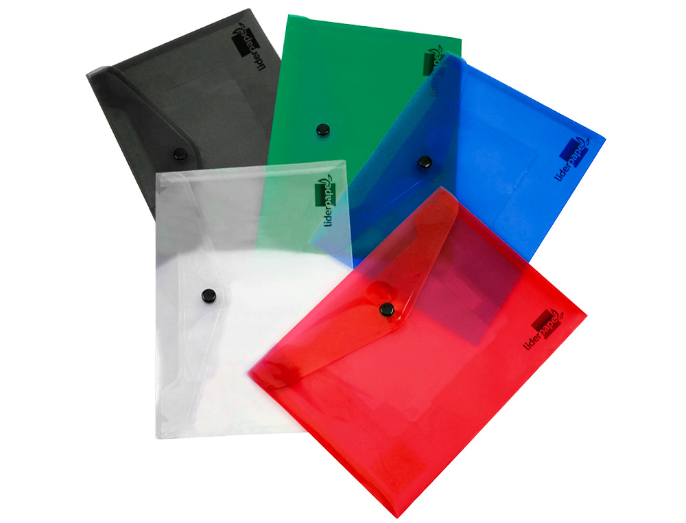 BOLSA PORTA DOCUMENTOS LIDERPAPEL COM MOLA DIN A5 TRANSPARENTE