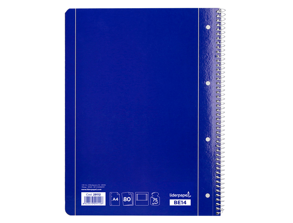 CADERNO ESPIRAL LIDERPAPEL CAPA AZUL MICRO 80 F DIN A4 LISO