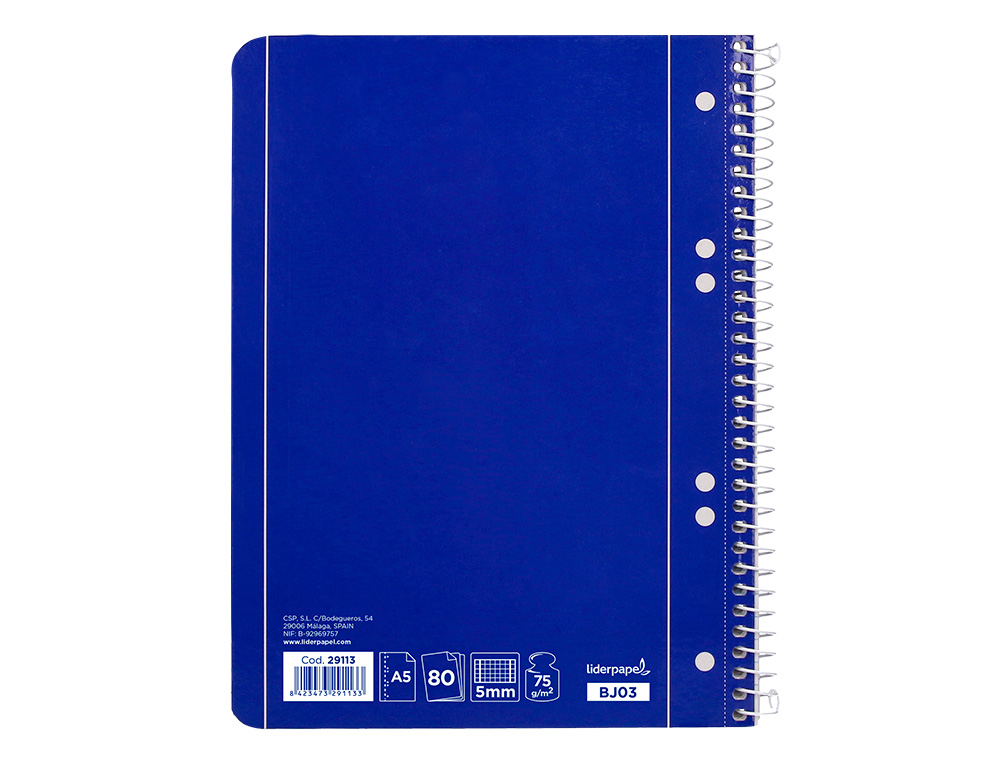 CADERNO ESPIRAL LIDERPAPEL CAPA AZUL MICRO 80 F DIN A5 QUADRICULADO