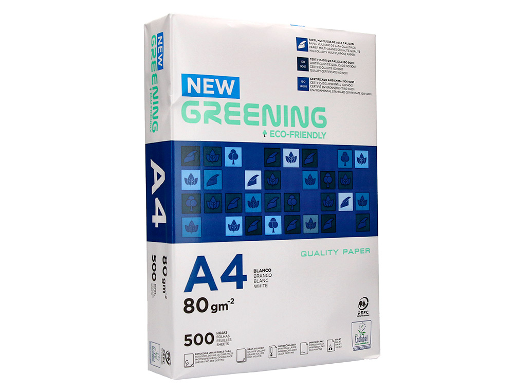 PAPEL FOTOCOPIA GREENING DIN A4 80 GR EMBALAGEM DE 500 FOLHAS