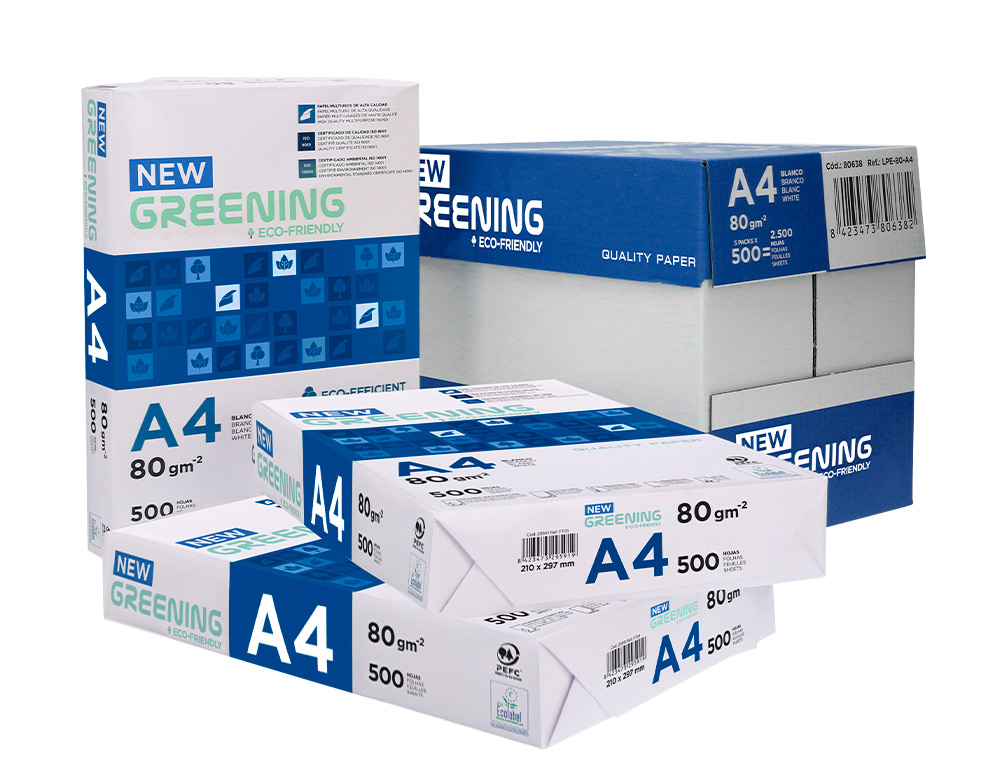 PAPEL FOTOCOPIA GREENING DIN A4 80 GR EMBALAGEM DE 500 FOLHAS