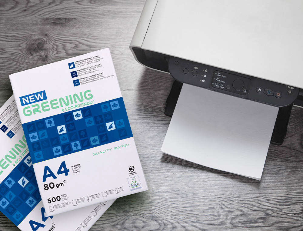 PAPEL FOTOCOPIA GREENING DIN A4 80 GR EMBALAGEM DE 500 FOLHAS