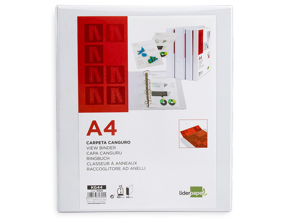 PASTA CANGURU LIDERPAPEL DIN A4 4 ANEIS DE 40 MM