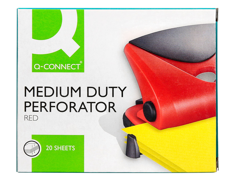 FURADOR Q-CONNECT CAPACIDADE 20 FOLHAS VERMELHO