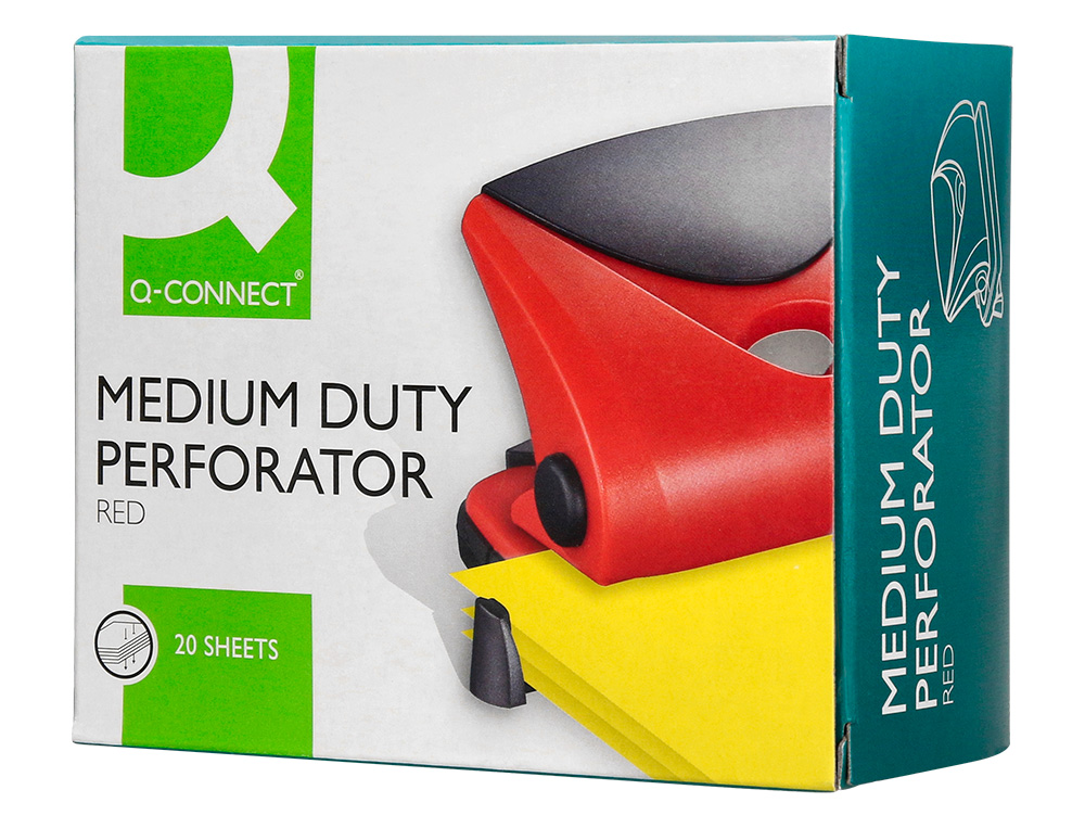 FURADOR Q-CONNECT CAPACIDADE 20 FOLHAS VERMELHO