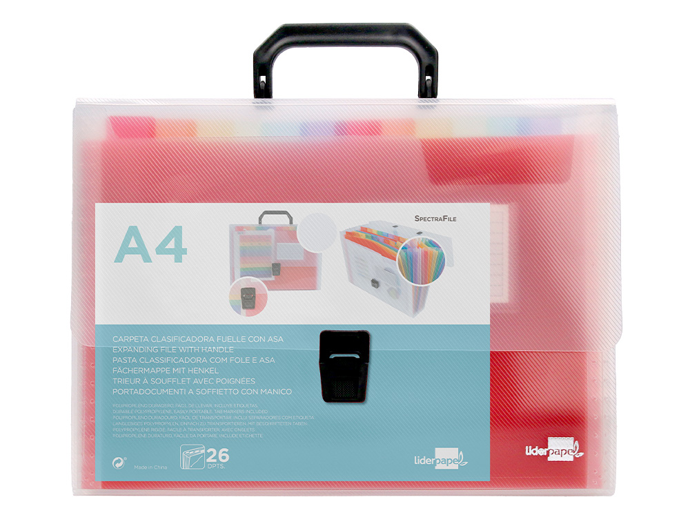 PASTA CLASSIFICADORA COM FOLE LIDERPAPEL TRANSPARENTE COM 26 DEPARTAMENTOS