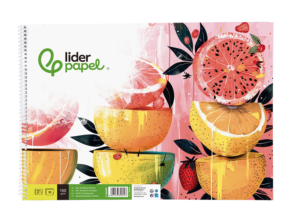 BLOCO DE DESENHO LIDERPAPEL VERONA ESPIRAL 20 FOLHAS BRANCO 460X325MM