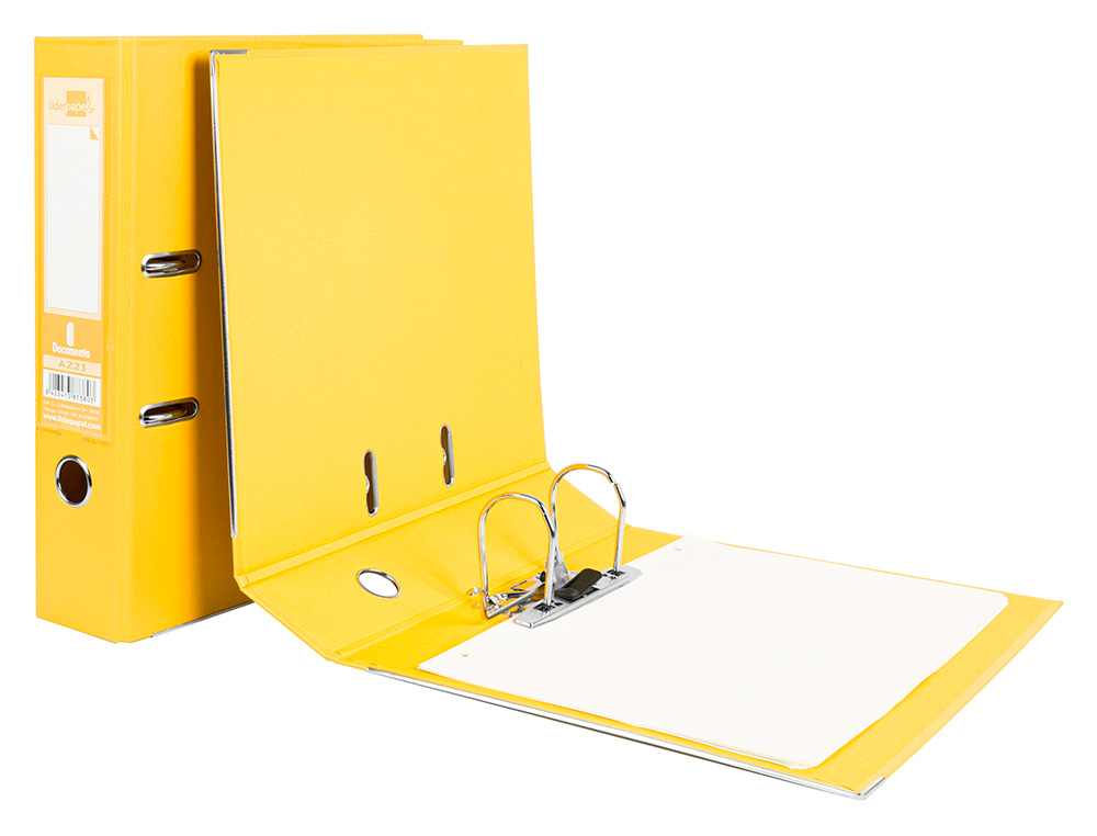 PASTA DE ARQUIVO DE ALAVANCA LIDERPAPEL DOCUMENTA PVC DIN A4 LOMBADA 75 MM AMARELO