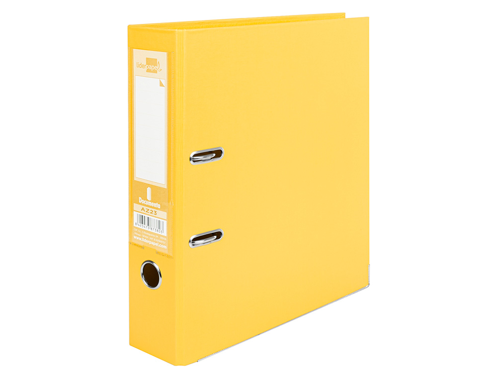 PASTA DE ARQUIVO DE ALAVANCA LIDERPAPEL DOCUMENTA PVC DIN A4 LOMBADA 75 MM AMARELO