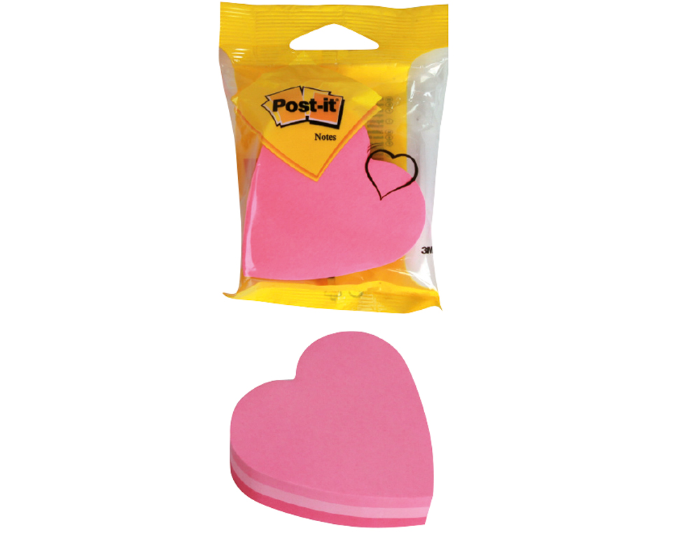 BLOCO DE NOTAS ADESIVAS POST-IT CORACAO NEON