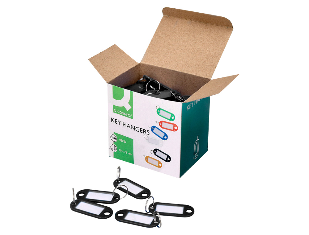 CHAVEIRO PORTA-ETIQUETAS Q-CONNECT PRETO CAIXA 100 UNIDADES