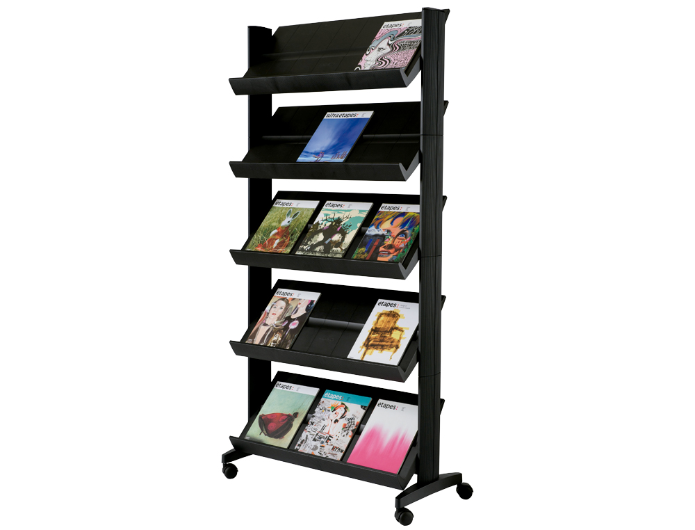 EXPOSITOR PAPERFLOW DE SOLO METALICO PRETO COM RODAS 1650 X 380 X 825 MM