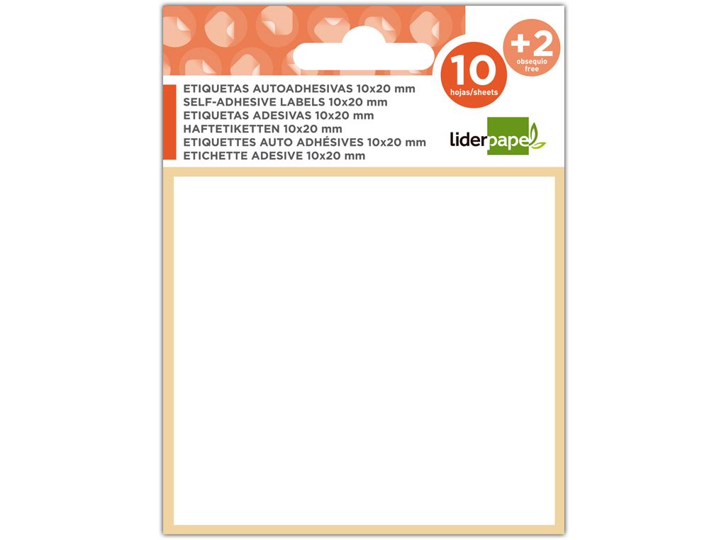 ETIQUETAS ADESIVAS LIDERPAPEL 10 + 2 FOLHAS 8X12 MM 864 ETIQUETAS