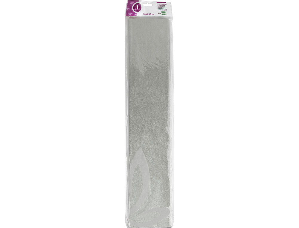 PAPEL CREPE EM CELOFANE LIDERPAPEL 50 CM X 2,5 M PRATA METALIZADO