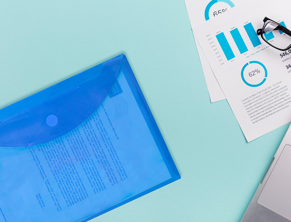 BOLSA PORTA DOCUMENTOS LIDERPAPEL DIN A4 AZUL