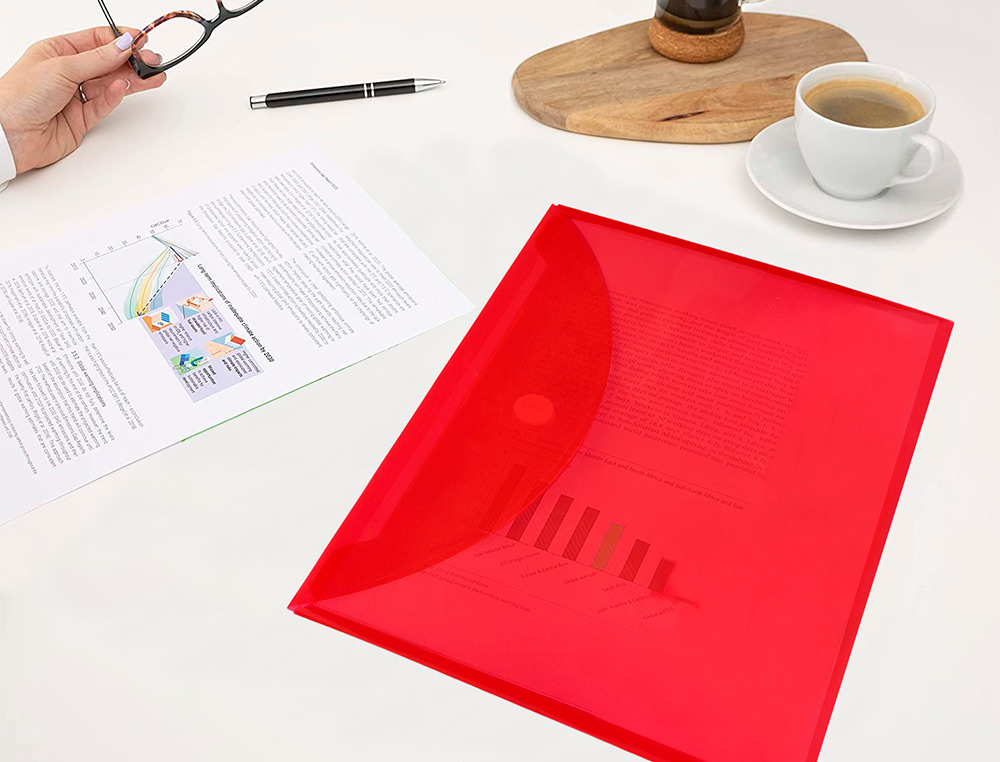 BOLSA PORTA DOCUMENTOS LIDERPAPEL DIN A4 VERMELHO