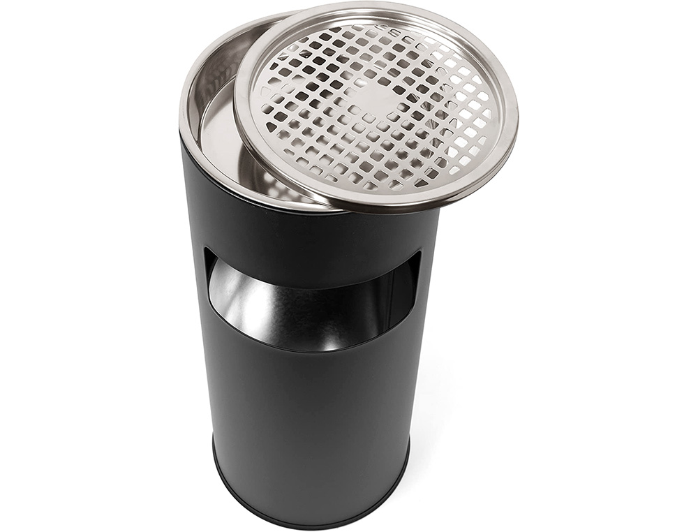 CINZEIRO PAPELEIRA Q-CONNECT PRETO E PARTE SUPERIOR CROMADA CAPACIDADE PARA 12 LITROS