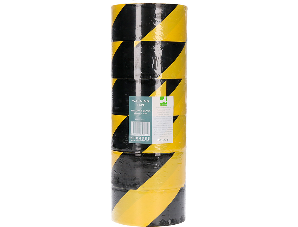 FITA ADESIVA Q-CONNECT DE SEGURANCA AMARELA PRETA 20MTX48MM