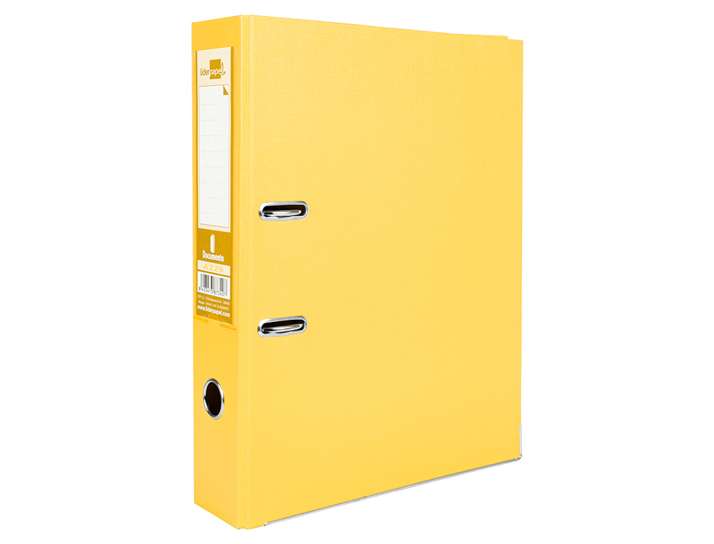 PASTA DE ARQUIVO DE ALAVANCA LIDERPAPEL DOCUMENTA PVC FOLIO LOMBADA 75 MM AMARELO