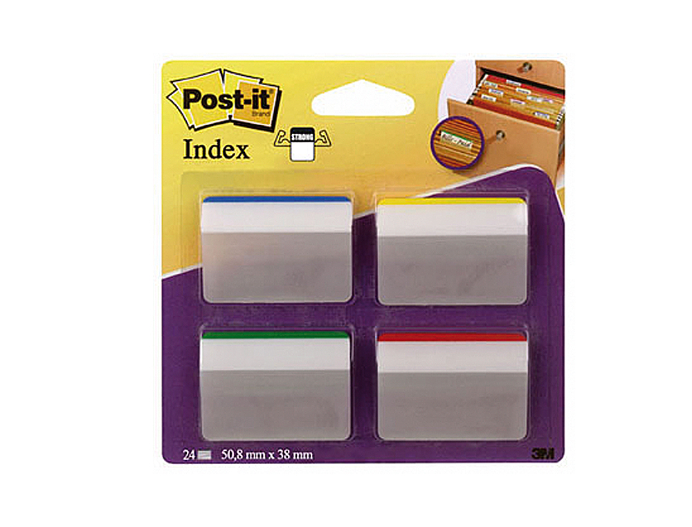 BANDAS SEPARADORAS POST-IT INDEX 4 CORES AZUL AMARELO, VERDE E VERMELHO