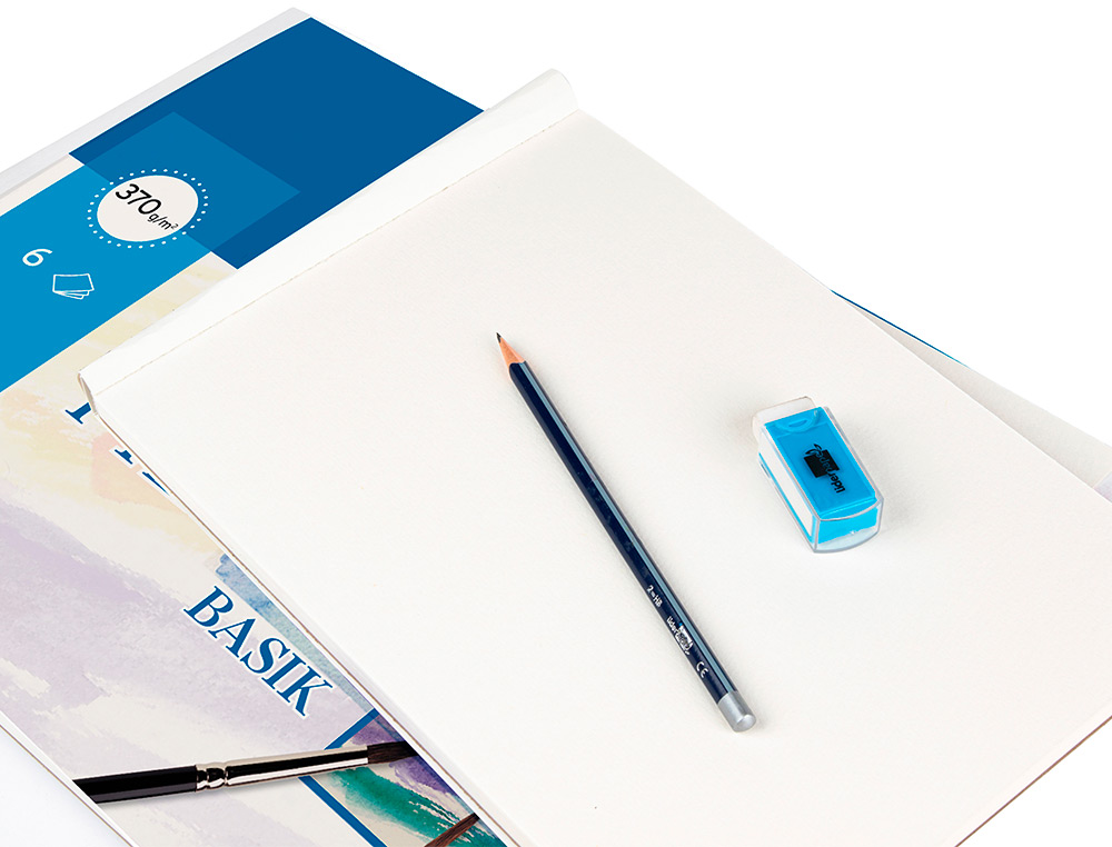 PAPEL AGUARELA BASIK CANSON DIN A3 370 GR EMBALAGEM DE 6 FOLHAS