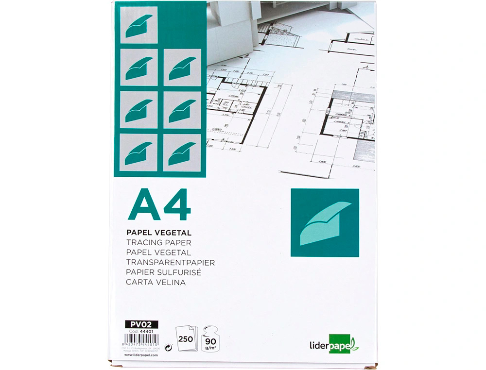 PAPEL VEGETAL LIDERPAPEL DIN A4 90 GR FOLHA