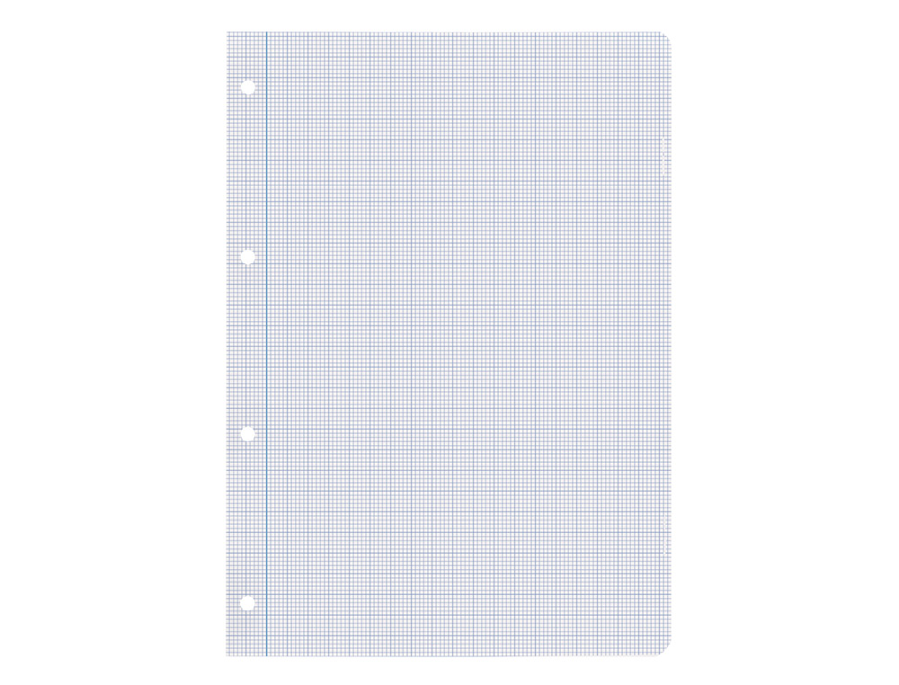 RECARGA LIDERPAPEL DIN A4 100 FOLHAS 100G/M2 QUADRICULA 2MM COM MARGEM 4 FUROS