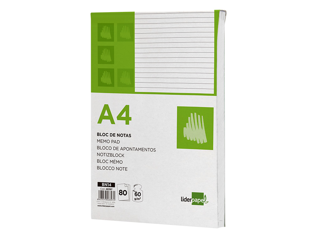 BLOCO DE APONTAMENTOS LIDERPAPEL DIN A4 80 F PAUTADO