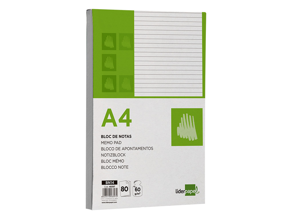 BLOCO DE APONTAMENTOS LIDERPAPEL DIN A4 80 F PAUTADO