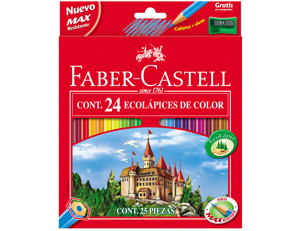 LAPIS DE COR FABER-CASTELL C/ 24 CORES HEXAGONAL MADEIRA REFLORESTADA