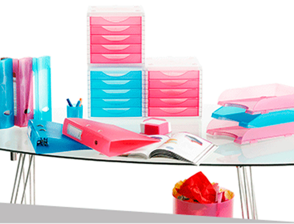BLOCO CLASSIFICADOR DE SECRETARIA LIDERPAPEL EMPILHAVEIS 5 GAVETAS LARANJA TRANSLUCIDO 340X270X255 MM