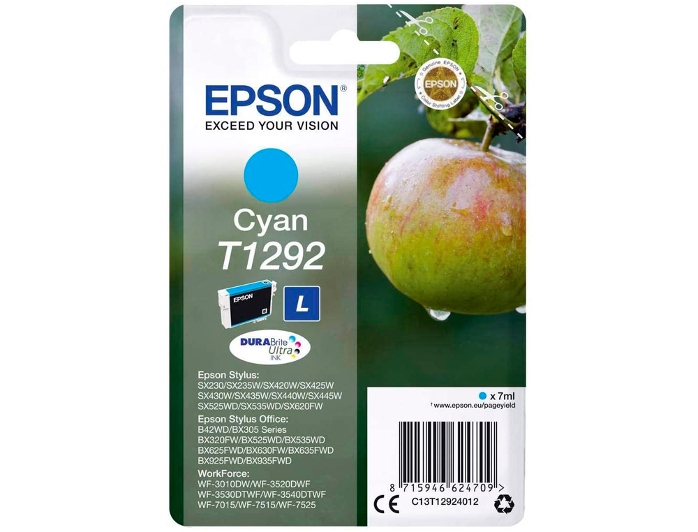 TINTEIRO EPSON STYLUS T1292 CIAN SX420W / 425W / OFFICE BX305F / BX320F ALTA CAPACIDADE
