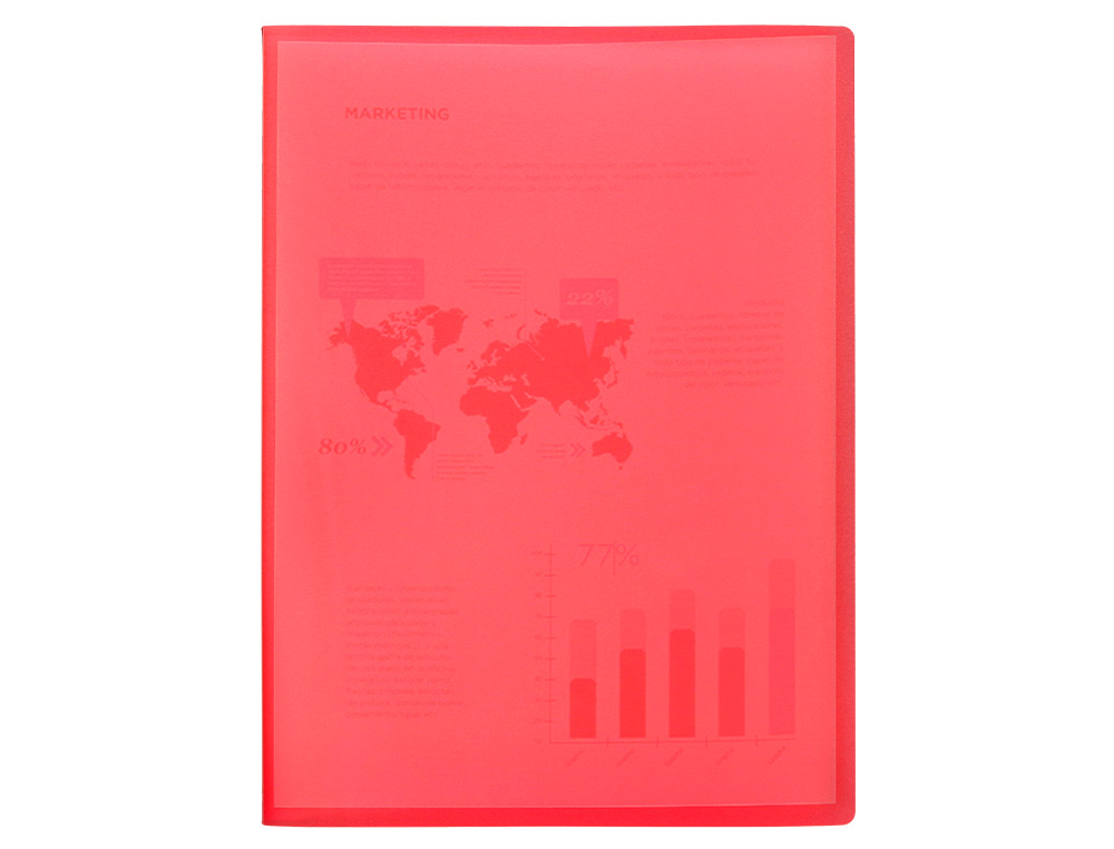 CAPA CATALOGO LIDERPAPEL 20 BOLSAS POLIPROPILENO DIN A4 TRASLUCIDA VERMELHO FROSTY