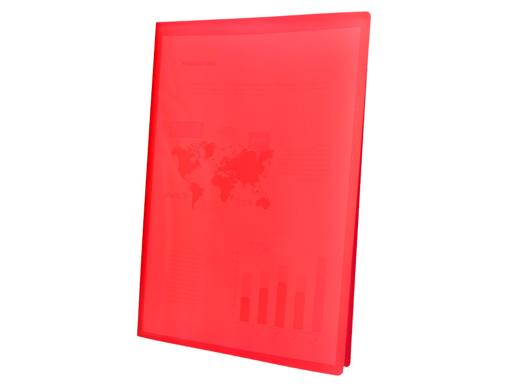 CAPA CATALOGO LIDERPAPEL 20 BOLSAS POLIPROPILENO DIN A4 TRASLUCIDA VERMELHO FROSTY