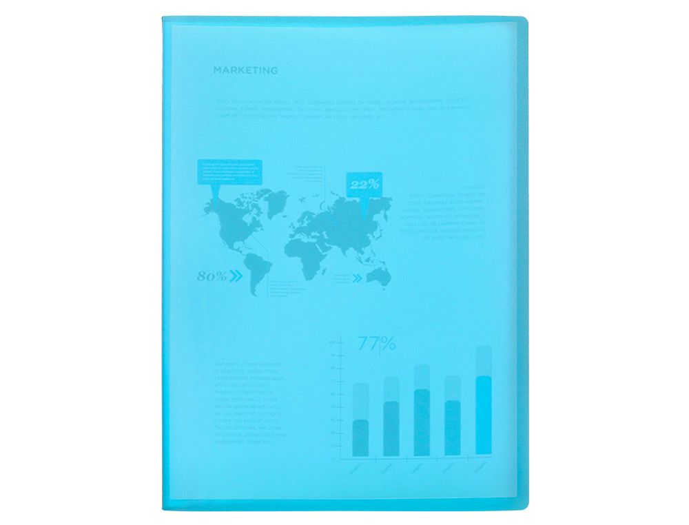 CAPA CATALOGO LIDERPAPEL 30 BOLSAS POLIPROPILENO DIN A4 AZUL