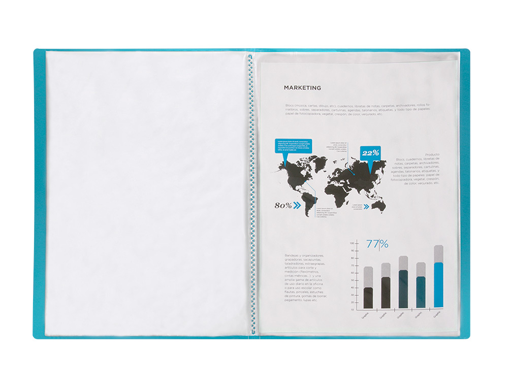 CAPA CATALOGO LIDERPAPEL 30 BOLSAS POLIPROPILENO DIN A4 AZUL