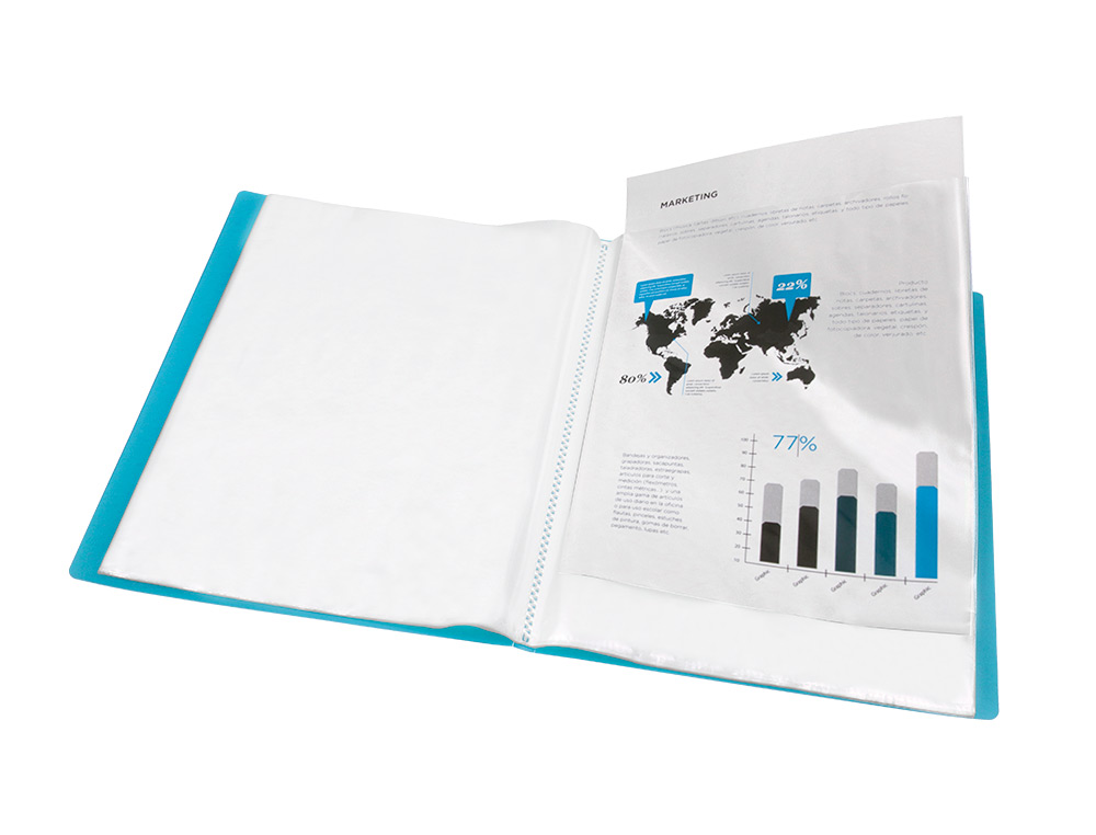 CAPA CATALOGO LIDERPAPEL 30 BOLSAS POLIPROPILENO DIN A4 AZUL