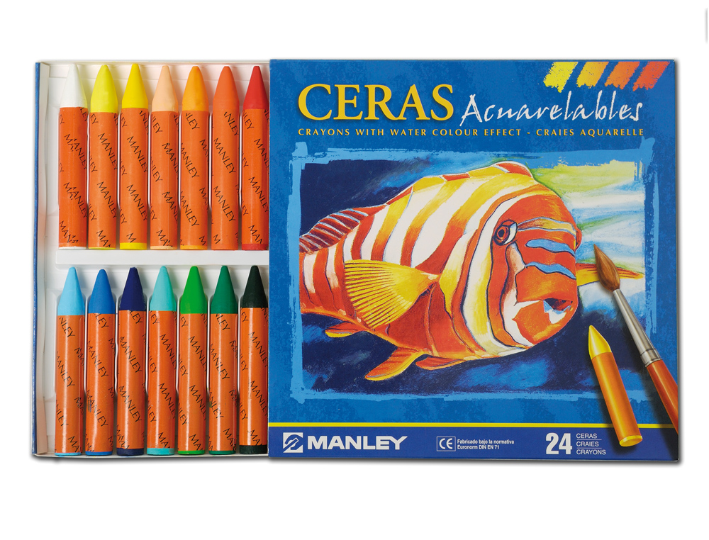 LAPIS DE CERA MANLEY AQUARELVEIS C/24 SORTIDOS