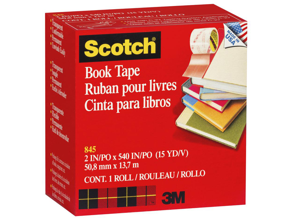 FITA ADESIVA SCOTCH 845 BOOK TAPE 50,8MM X 13,7 MT