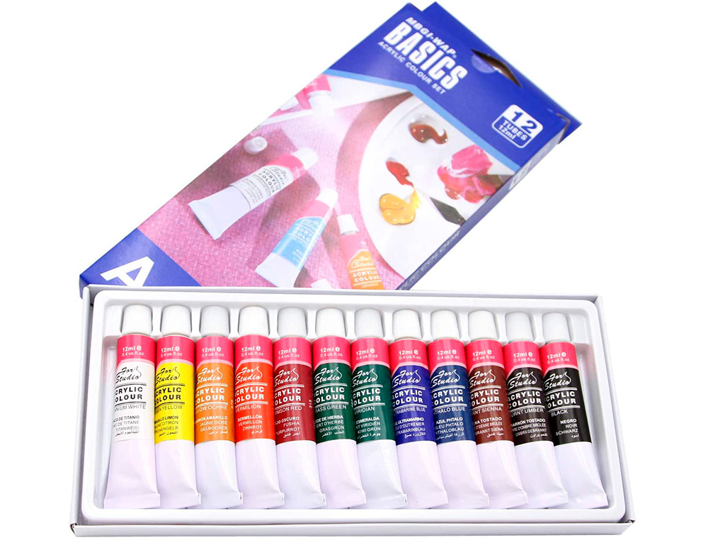 PINTURA ACRILICA ARTIST CAIXA CARTAO DE 12 CORES SORTIDAS TUBO DE 12 ML