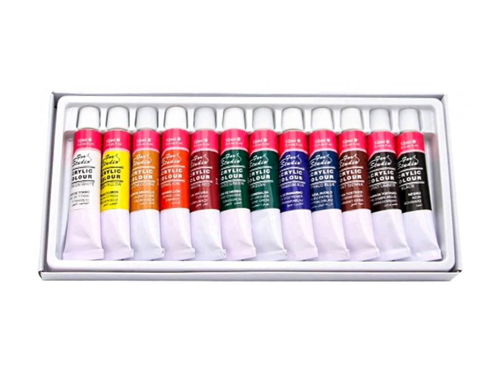 PINTURA ACRILICA ARTIST CAIXA CARTAO DE 12 CORES SORTIDAS TUBO DE 12 ML