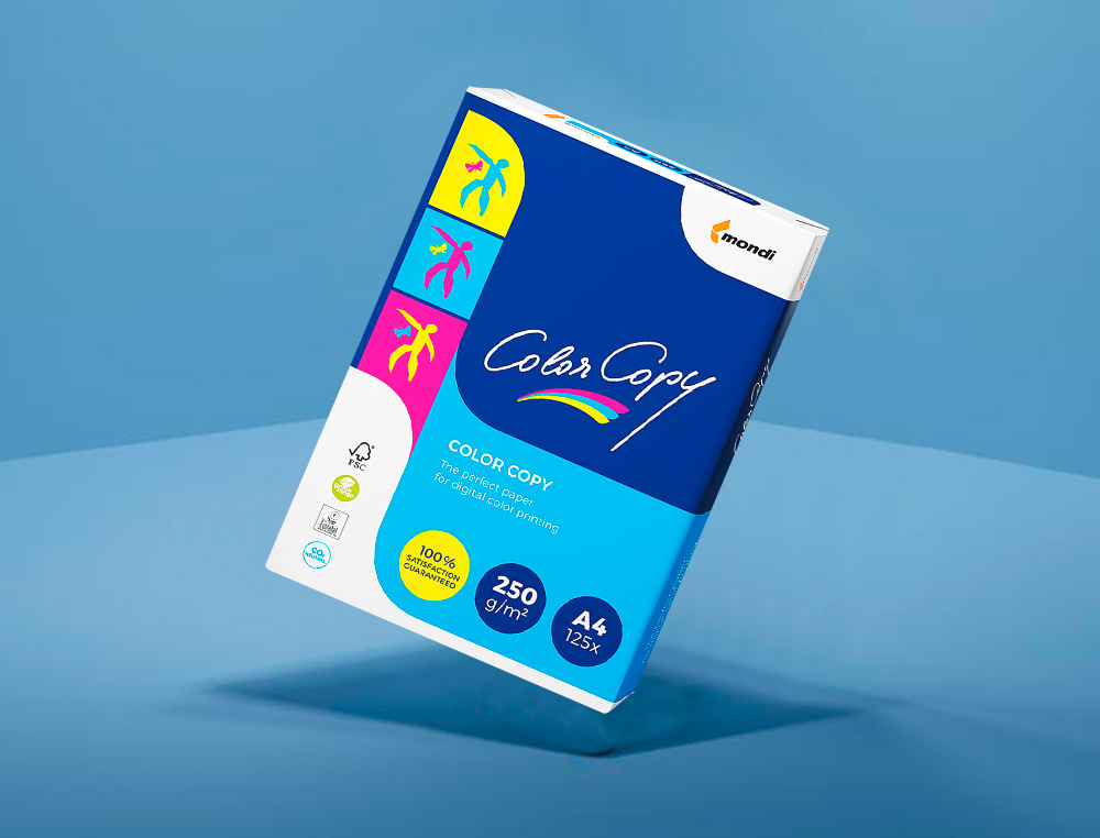 PAPEL COLOR COPY DIN A4 250 GR EMBALAGEM DE 125 FOLHAS