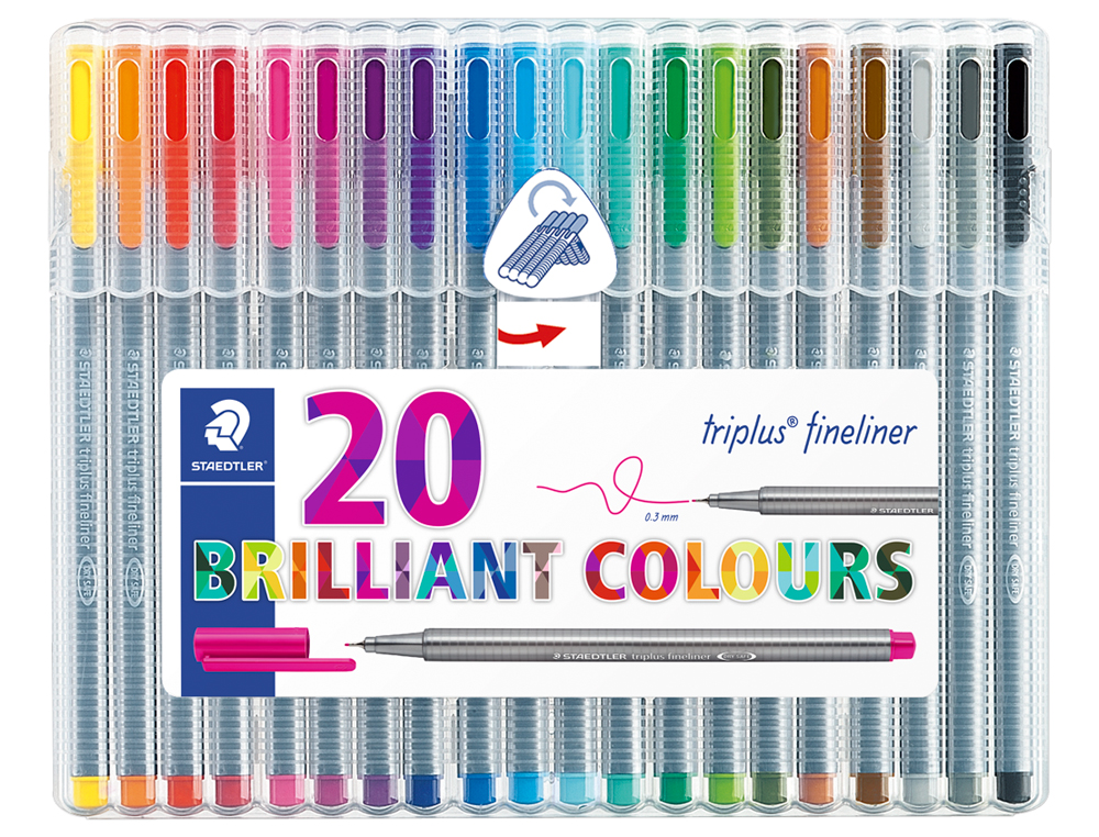 MARCADOR STAEDTLER TRIPLUS FINELINER ESTOJO 20 CORES SORTIDAS