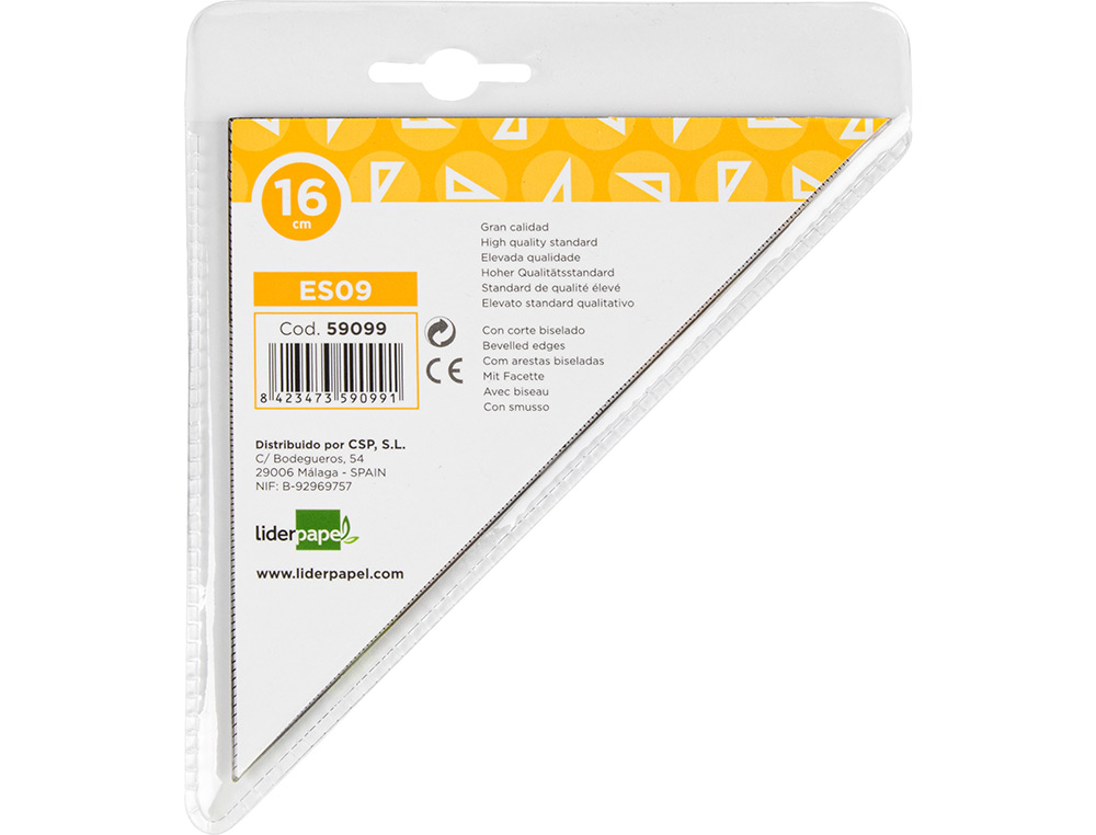 ARISTO LIDERPAPEL GEOMETRIA 16 CM PLASTICO CRISTAL