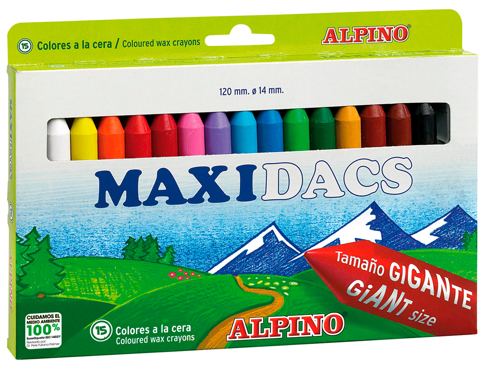 LAPIS DE CERA ALPINO MAXIDACS CAIXA DE 15 CORES SORTIDAS