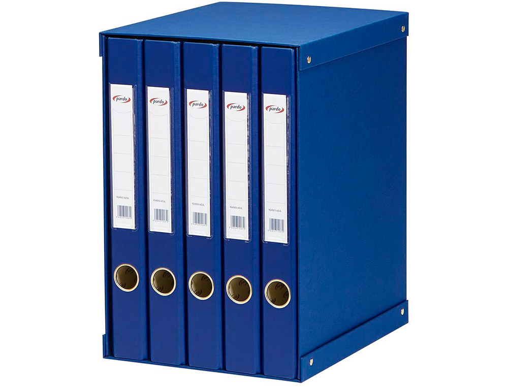 MODULO DE 5 PASTAS DE ARQUIVO PARDO FOLIO 2 ANEIS 25 MM AZUL 350X230X300 MM